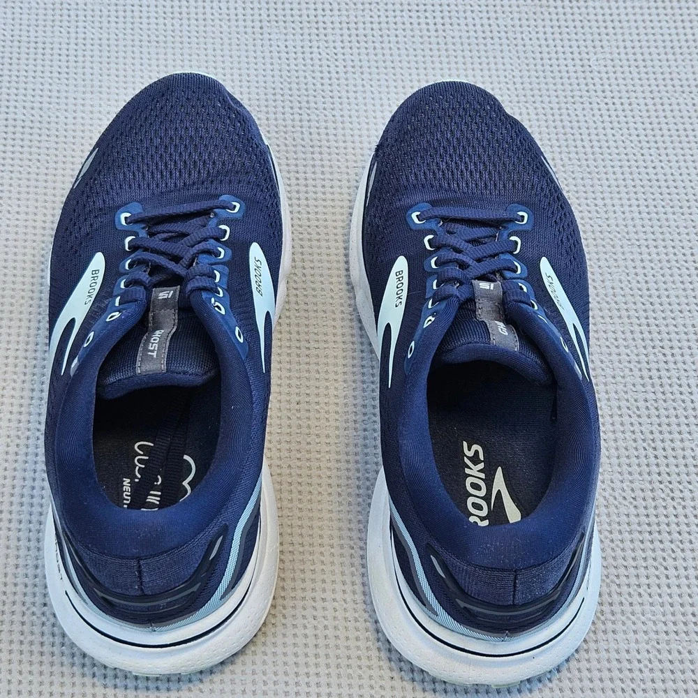 Brooks Ghost 15 Mens 9.5 Wide D Navy Blue Running Shoes 1203801D450 Sneaker